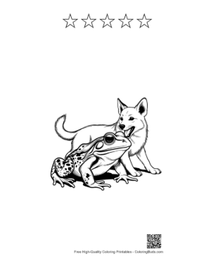 Thumbnail: Bullfrog and White Wolf Friendship Printable and 5 Star Outline