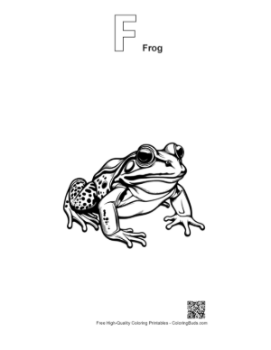 Thumbnail: Bullfrog Illustration Printable Outline Alphabet F Frog