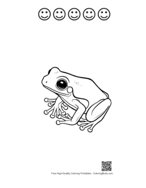 Thumbnail: Curious Tree Frog Illustration Printable and 5 Happy Face Outline