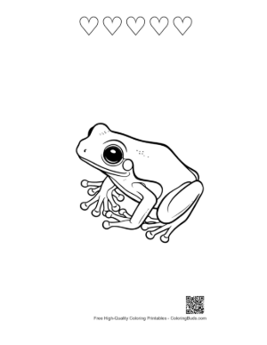 Thumbnail: Curious Tree Frog Illustration Printable and 5 Heart Outline