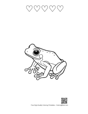 Thumbnail: Curious Tree Frog Illustration Printable and 5 Heart Outline