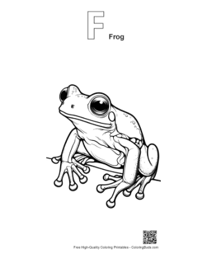 Thumbnail: Curious Tree Frog on Branch Printable Outline Alphabet F Frog