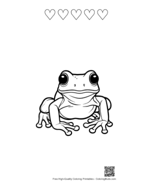 Thumbnail: Cute Cartoon Tree Frog Illustration Printable and 5 Heart Outline