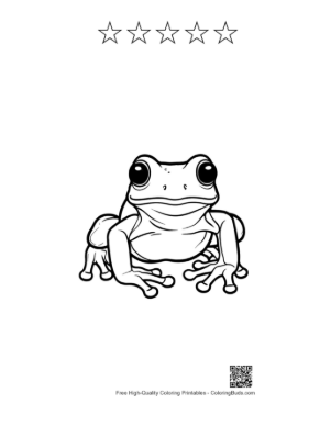 Thumbnail: Cute Cartoon Tree Frog Illustration Printable and 5 Star Outline