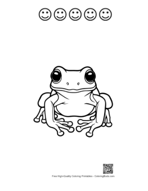Thumbnail: Cute Tree Frog Illustration Printable and 5 Happy Face Outline