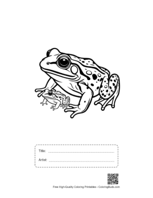 Thumbnail: Mother Bullfrog and Tadpole Printable with Title and Artist Box