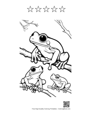 Thumbnail: Playful Tree Frogs on Branches Printable and 5 Star Outline