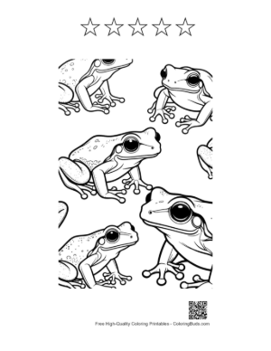 Thumbnail: Playful Tree Frogs Pattern Printable and 5 Star Outline