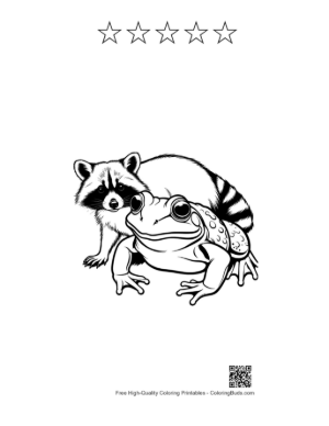 Thumbnail: Raccoon and Bullfrog Cuddling Printable and 5 Star Outline