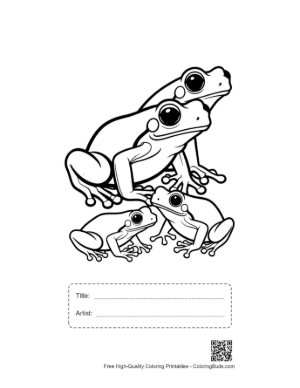 Thumbnail: Stacked Tree Frog Family Illustration Printable with Title and Artist Box