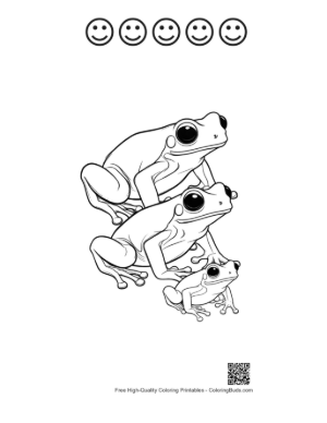 Thumbnail: Stacked Tree Frogs in Playful Lineup Printable and 5 Happy Face Outline