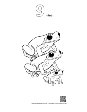 Thumbnail: Stacked Tree Frogs in Playful Lineup Printable Outline Number 9