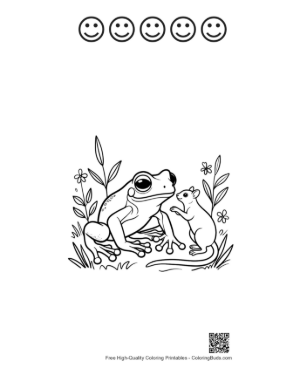 Thumbnail: Tree Frog and Mouse Friendly Encounter Printable and 5 Happy Face Outline
