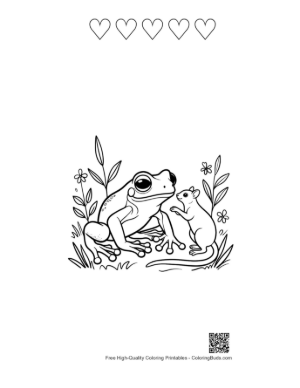 Thumbnail: Tree Frog and Mouse Friendly Encounter Printable and 5 Heart Outline