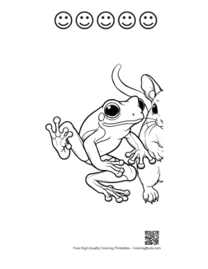 Thumbnail: Tree Frog and Playful Mouse Encounter Printable and 5 Happy Face Outline