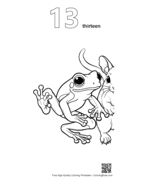 Thumbnail: Tree Frog and Playful Mouse Encounter Printable Outline Number 13