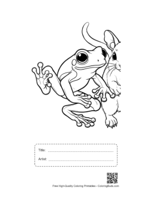 Thumbnail: Tree Frog and Playful Mouse Encounter Printable with Title and Artist Box
