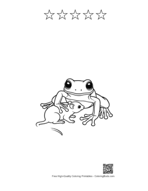 Thumbnail: Tree Frog Embracing Cute Mouse Printable and 5 Star Outline