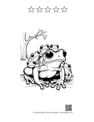 Thumbnail: Tree Frog Family on a Branch Printable and 5 Star Outline