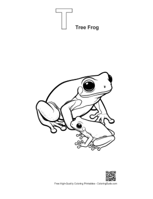 Thumbnail: Tree Frog Parent and Baby Printable Outline Alphabet T Tree Frog