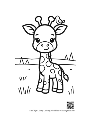 Thumbnail: Adorable Cartoon Giraffe Standing in a Sunny Meadow Printable