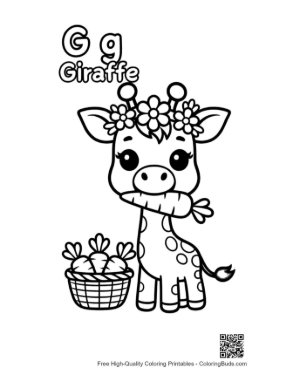 Thumbnail: Adorable Giraffe Eating Carrots from the Garden Printable