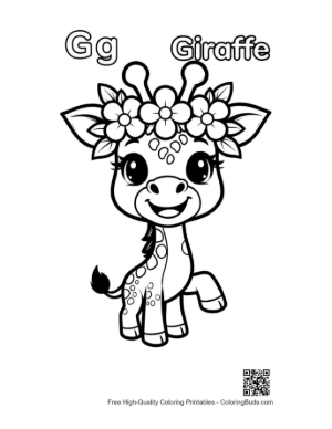 Thumbnail: Baby Giraffe Holding Balloons on a Sunny Day Printable