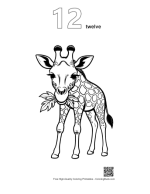 Thumbnail: Baby Giraffe Munching Leaves Printable Outline Number 12