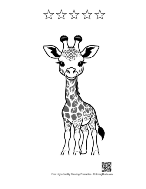 Thumbnail: Cute Baby Giraffe Outline Printable and 5 Star Outline