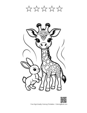 Thumbnail: Cute Giraffe and Bunny Friends Printable and 5 Star Outline