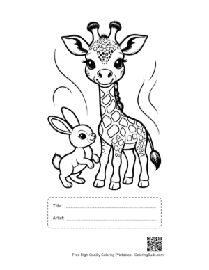 Thumbnail: Cute Giraffe and Bunny Friends Printable with Title and Artist Box
