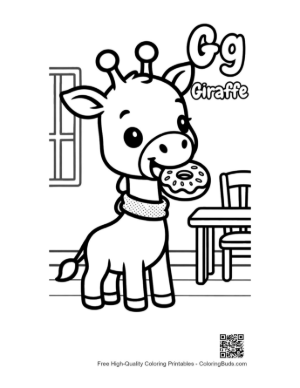 Thumbnail: Cute Giraffe Eating Leaves Coloring Page Printable
