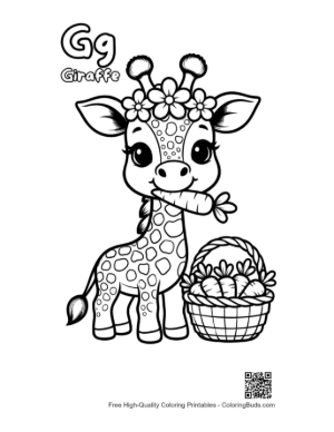 Thumbnail: Cute Giraffe Eating Leaves Printable