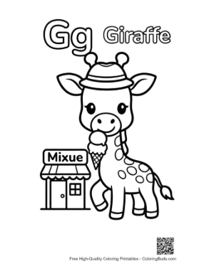 Thumbnail: Cute Giraffe Eating Leaves Printable