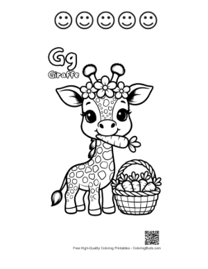 Thumbnail: Cute Giraffe Eating Leaves Printable and 5 Happy Face Outline