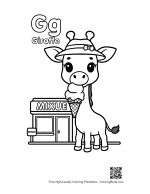 Thumbnail: Cute Giraffe Eating Leaves to Color Printable