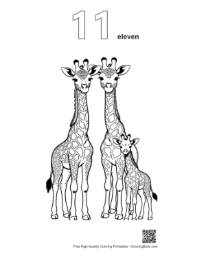 Thumbnail: Cute Giraffe Family Portrait Printable Outline Number 11