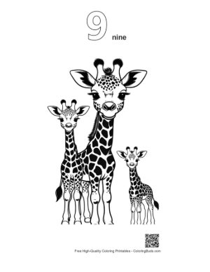 Thumbnail: Cute Giraffe Family Portrait Printable Outline Number 9