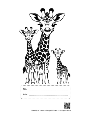 Thumbnail: Cute Giraffe Family Portrait Printable with Title and Artist Box
