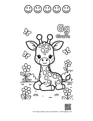 Thumbnail: Cute Giraffe Printable and 5 Happy Face Outline