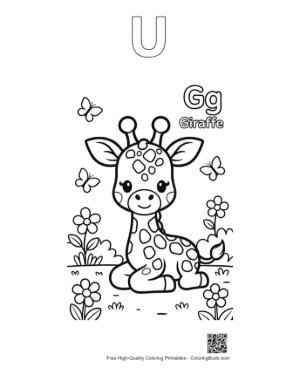 Thumbnail: Cute Giraffe Printable Outline Alphabet U