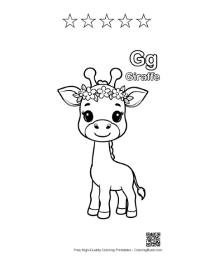 Thumbnail: Cute Giraffe to Color Printable and 5 Star Outline
