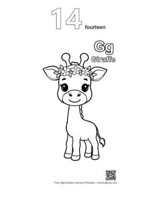 Thumbnail: Cute Giraffe to Color Printable Outline Number 14