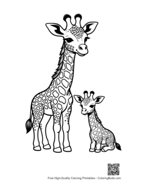 Thumbnail: Cute Mama and Baby Giraffe Outline