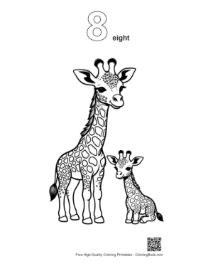 Thumbnail: Cute Mama and Baby Giraffe Outline Printable Outline Number 8