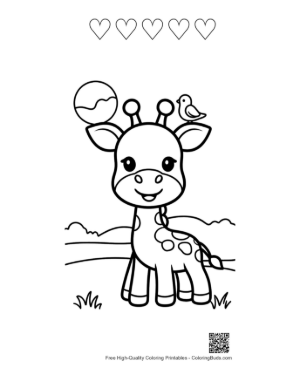 Thumbnail: Download Cute Giraffe for Kids Printable and 5 Heart Outline