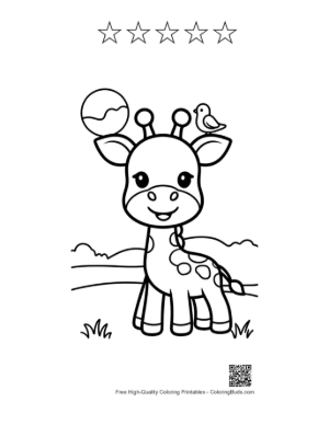 Thumbnail: Download Cute Giraffe for Kids Printable and 5 Star Outline