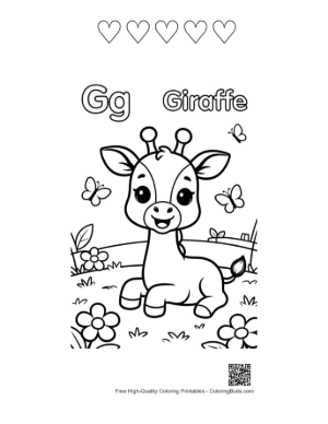 Thumbnail: Download Cute Giraffe Printable and 5 Heart Outline