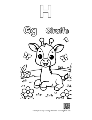 Thumbnail: Download Cute Giraffe Printable Outline Alphabet H
