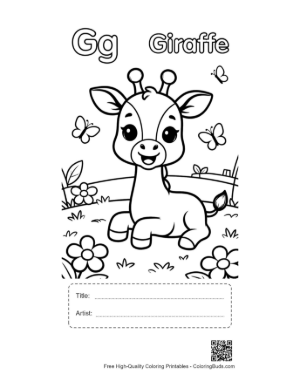 Thumbnail: Download Cute Giraffe Printable with Title and Artist Box